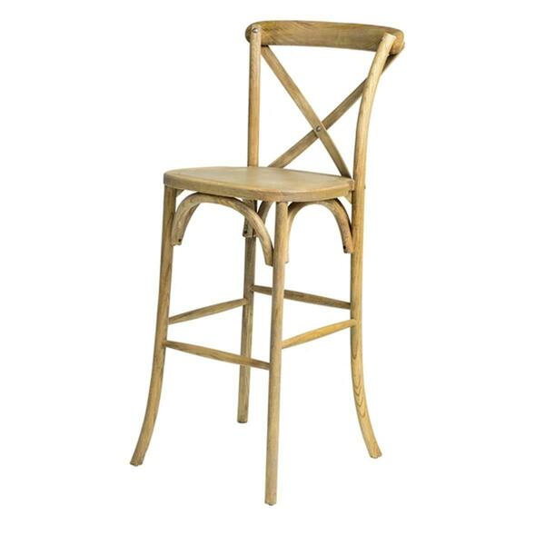 American Classic W-752-X02-BAR Rustic Sonoma Solid Wood Cross Back Stackable Barstool - Tinted Raw W-750-X02-B-TR-CSP-WEB1
